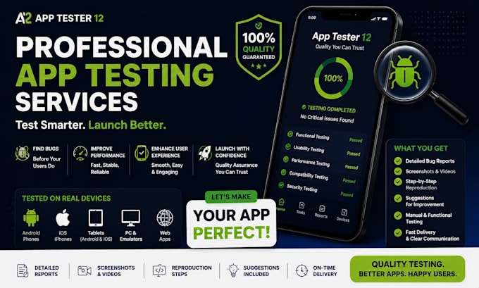 comprehensive app testing and bug reporting on app tester 12