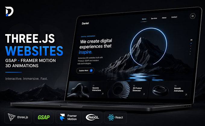build a threejs website with gsap framer motion and 3d animations