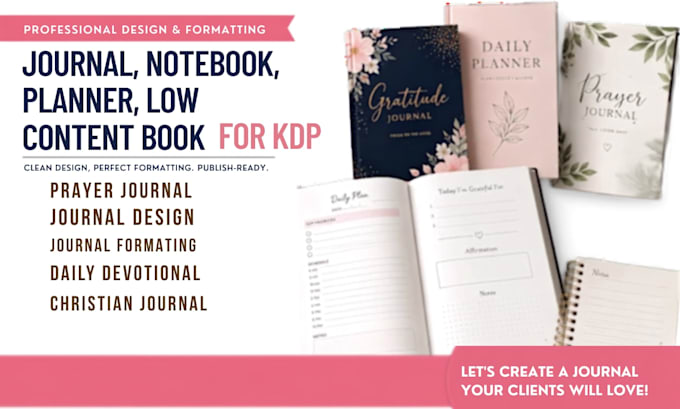 do ebook design low content, journal, lead magnet, canva, workbook design
