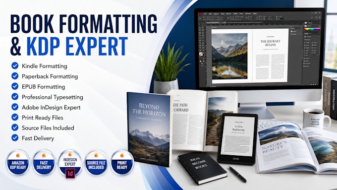 be adobe indesign expert for book typesetting, KDP publishing, brochure design