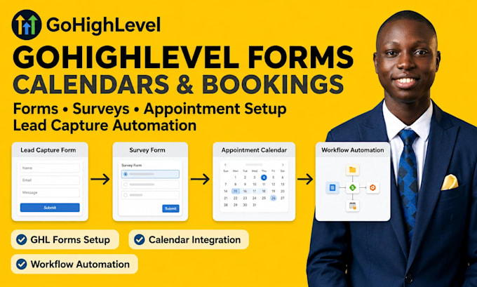 setup gohighlevel forms surveys calendars and bookings