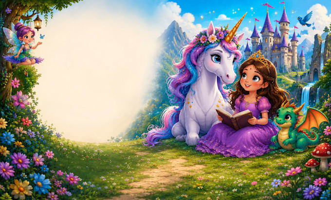 create magical fantasy childrens book illustrations