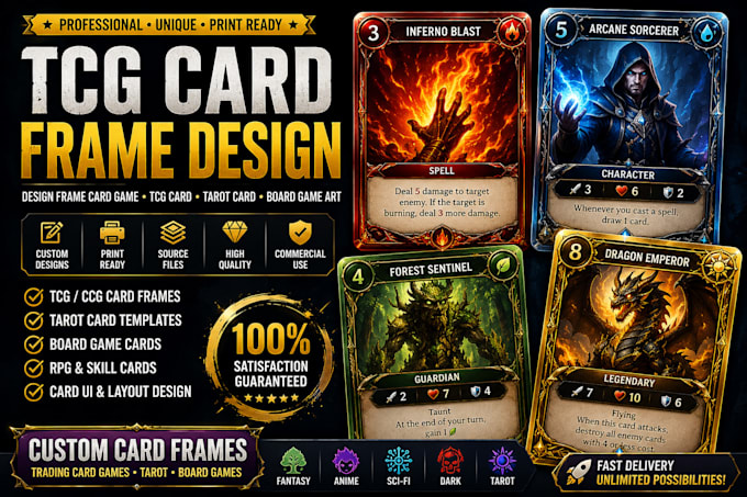 create custom trading card game card frames and templates