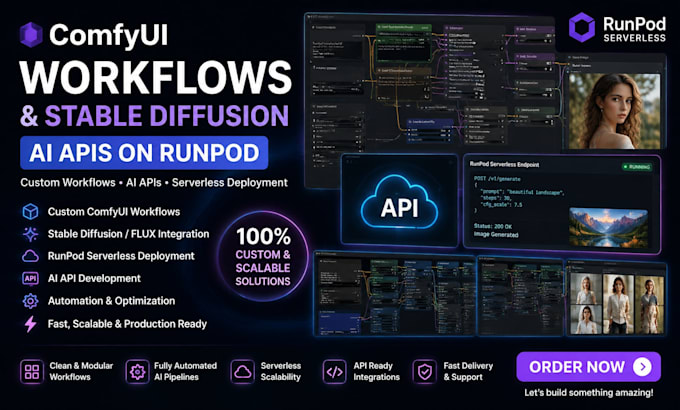 develop comfyui workflows and deploy stable diffusion ai apis on runpod