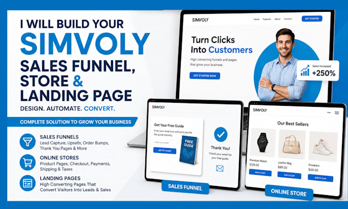 build your simvoly sales funnel, store and landing page