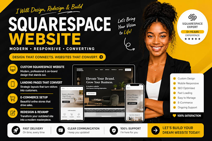 build a modern squarespace website, revamp or redesign squarespace landing page