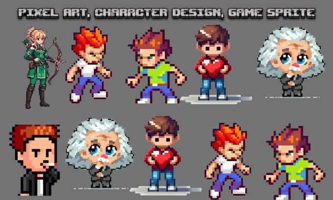 do sprite sheet animation, pixel animation, npc character art