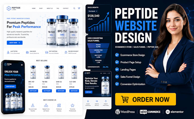 design peptide website ecommerce peptide website peptide store peptide ads