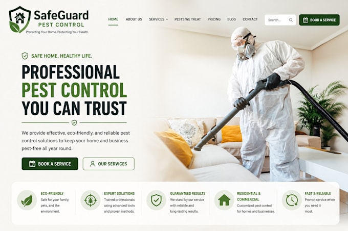 build redesign squarespace pest control website exterminator service website