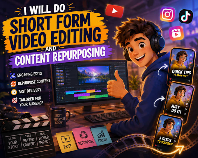 do short form video editing and content repurposing
