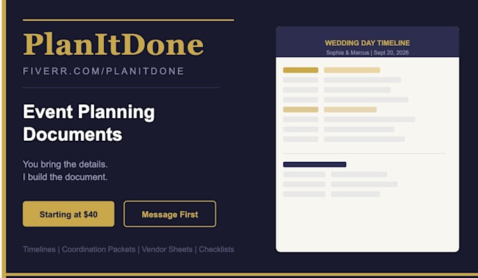 create a professional event planning document from your details