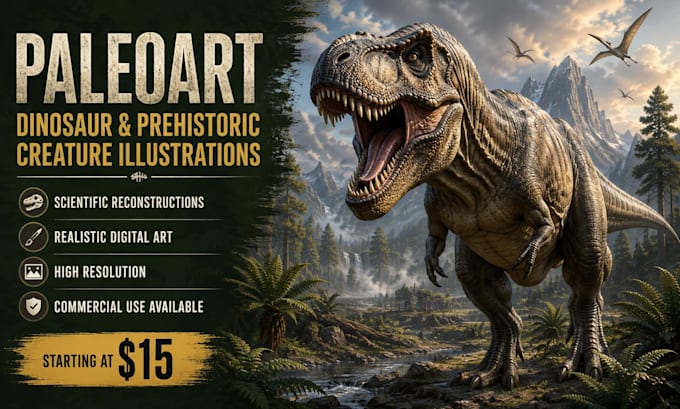 create realistic paleoart dinosaur and prehistoric creature illustrations