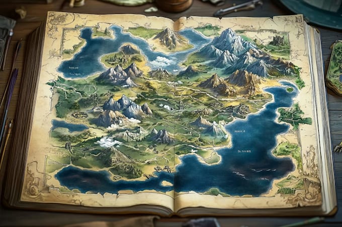 make fantasy map illustration for dnd, novels and games