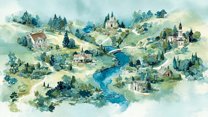do custom watercolor wedding map