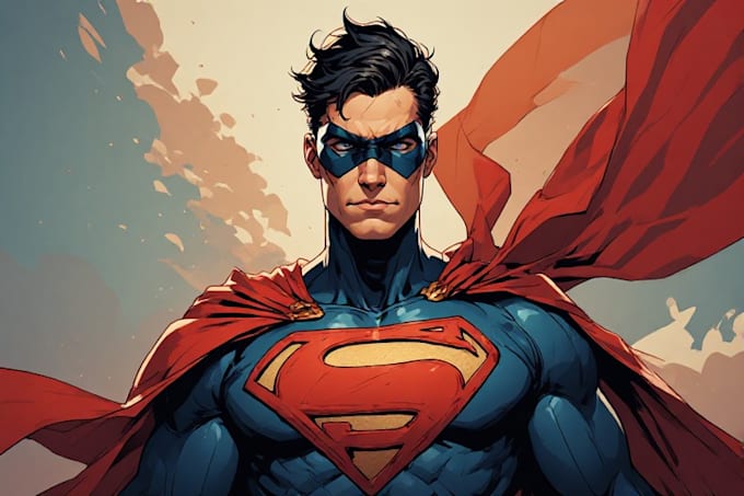 draw black and white comic superhero character line art