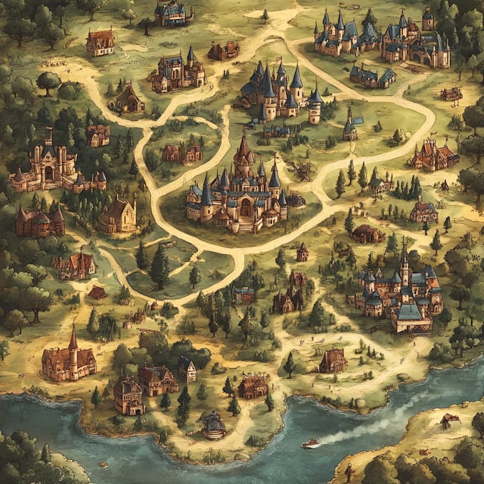 create event, tourist, and fantasy map illustration