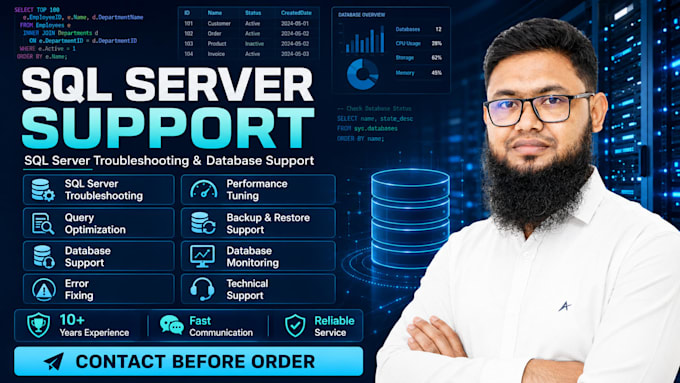 provide sql server troubleshooting and database support