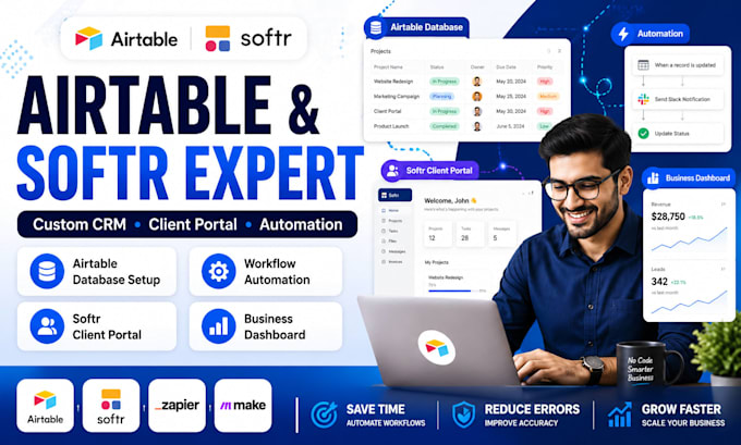 setup airtable database airtable automation softr web apps airtable expert