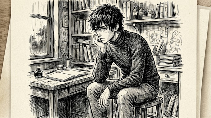 draw sketch and colored anime manga character