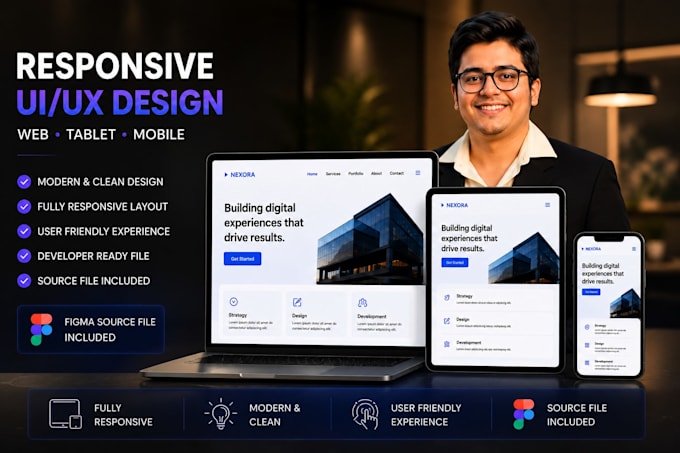 create responsive UX UI website and web app designs in figma