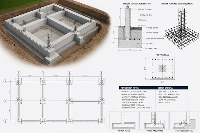 create engineered foundation plans, footing design and structural calculations