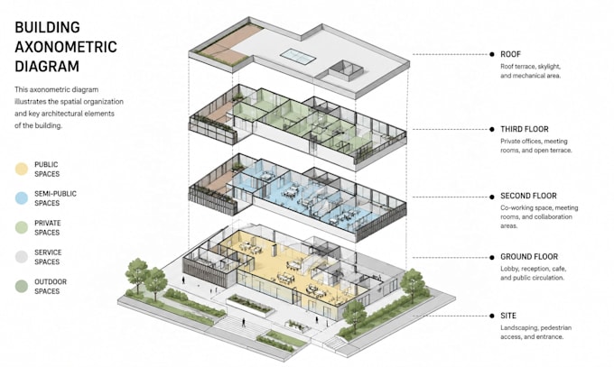 design 2d and 3d architecture axonometric diagram
