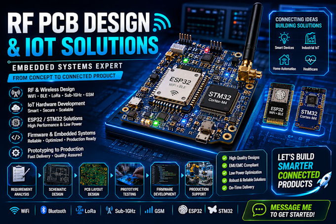 create rf pcb, iot hardware and embedded solutions