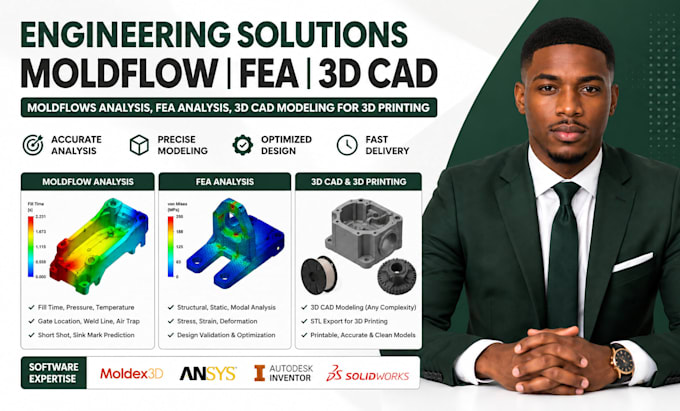do engineering moldflows analysis, fea analysis, 3d cad modeling for 3d printing