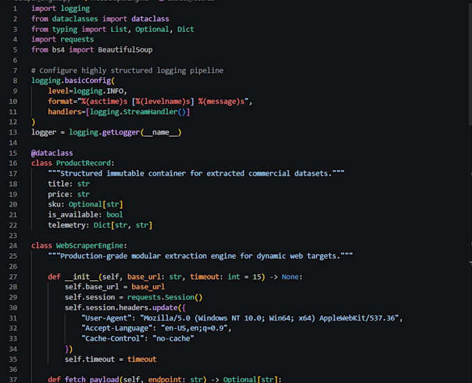 write custom python script for web scraping and data extraction