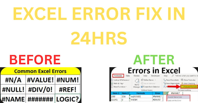 fix value ref div0 excel errors and clean data in 24 hours