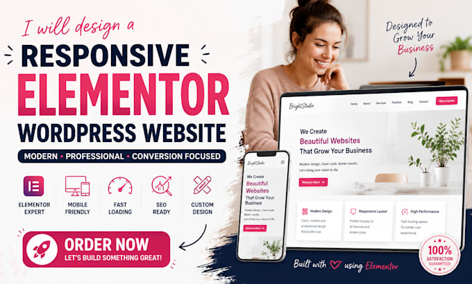 design a responsive elementor wordpress website