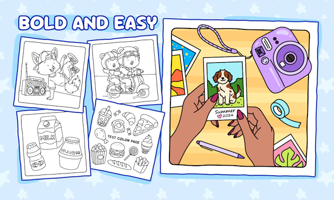 draw custom bold and easy coloring pages