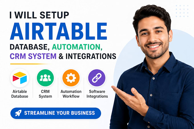 setup airtable database, automation, CRM system and software integrations