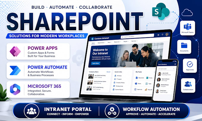 build sharepoint intranet employee portal and workflow automation solutions