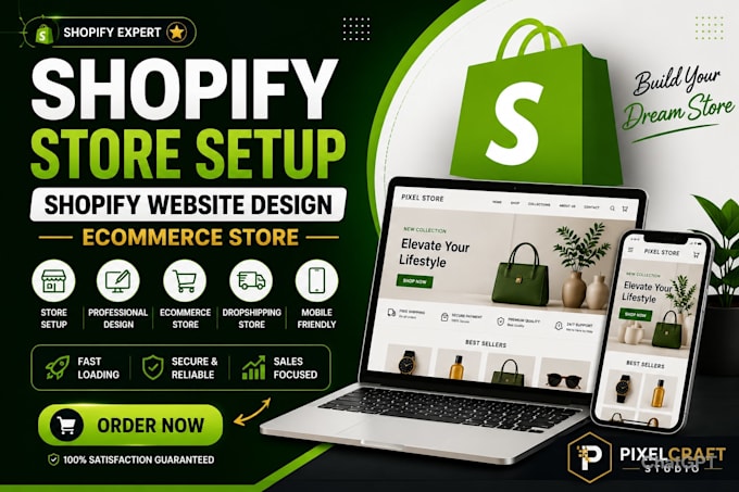 set up shopify store, shopify website design, ecommerce dropshipping store