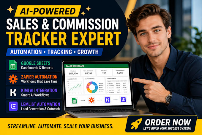 do comission tracker, sales tracker, google sheet using ai kimi, zapier lemlist