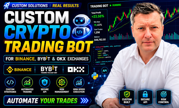 develop a custom crypto trading bot for binance, bybit and okx exchanges
