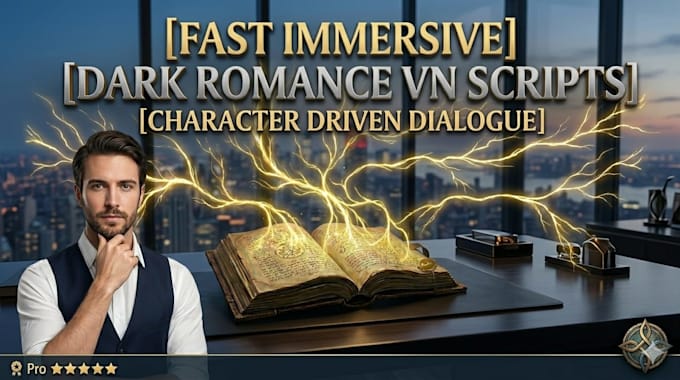 write fast immersive dark romance visual novel script character driven dialogue