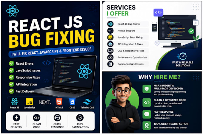 fix react js frontend bugs and website issues