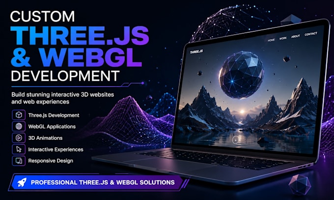 build custom threejs, webgl, interactive 3d websites