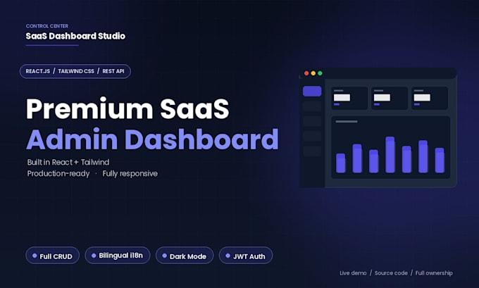 build a react tailwind saas admin dashboard with dark mode