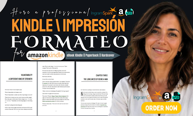 do spanish KDP book formatting, kindle formatting and print layout