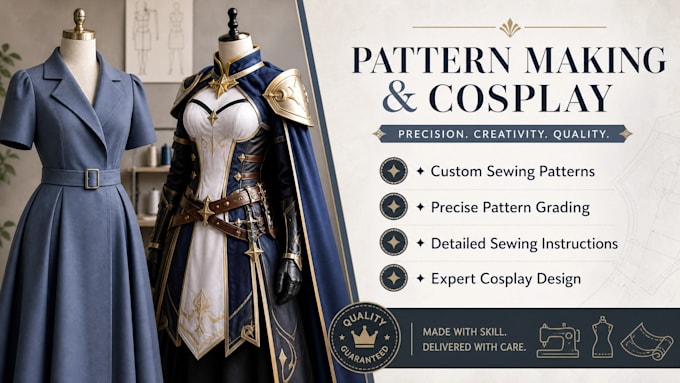 make cosplay sewing patterns, grading, and garment design instructions