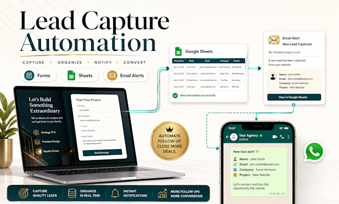 set up lead capture automation with google sheets, email alerts