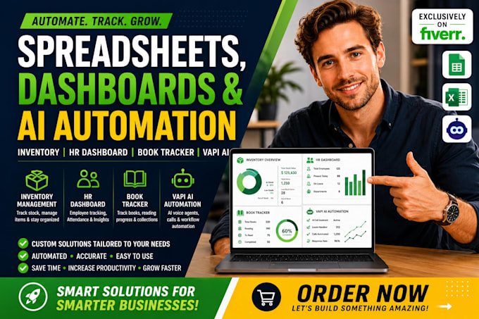 inventory management spreadsheet, hr dashboard, book template tracker, vapi ai