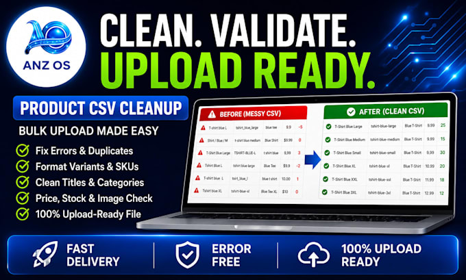clean and format your ecommerce product CSV for bulk upload