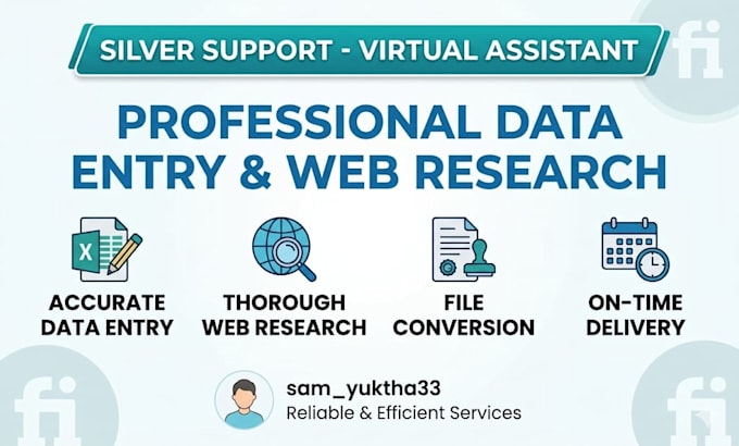 be your virtual assistant for data entry and web reaserch