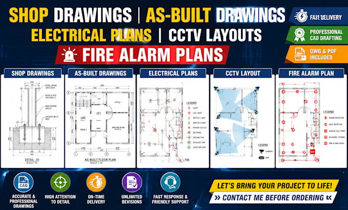 create shop drawings, as built drawings, electrical plans, cctv layouts
