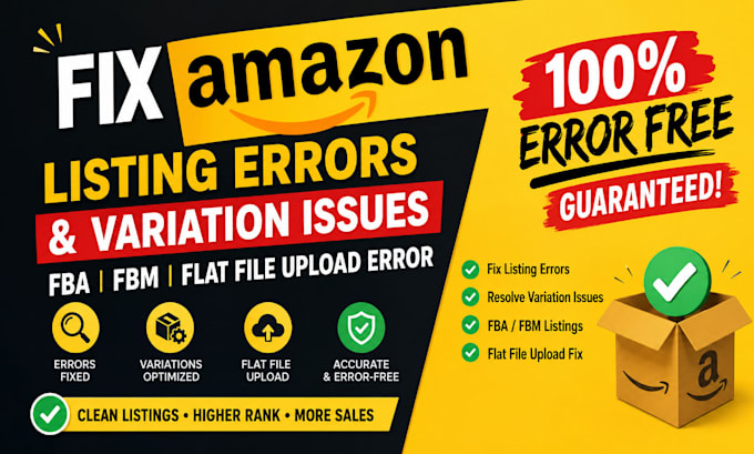 fix amazon listing errors variation issues fba fbm flat file upload error