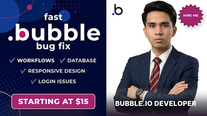 fix your bubble io bugs, workflows, database and responsive issues fast